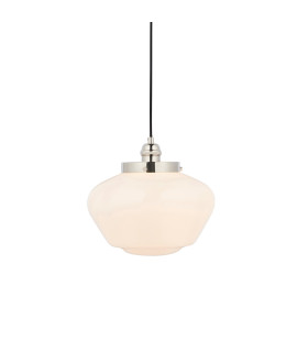 Camberley Dome Pendant Ceiling Light Bright Nickel Plate Opal Glass 1x E27-1