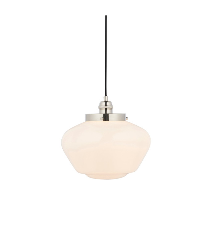 Camberley Dome Pendant Ceiling Light Bright Nickel Plate Opal Glass 1x E27-1