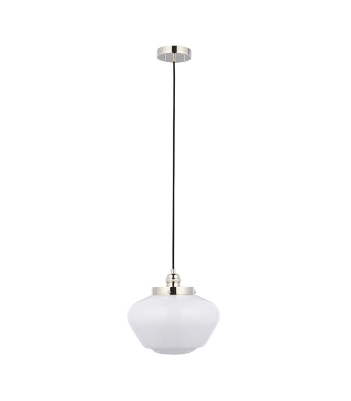 Camberley Dome Pendant Ceiling Light Bright Nickel Plate Opal Glass 1x E27-7
