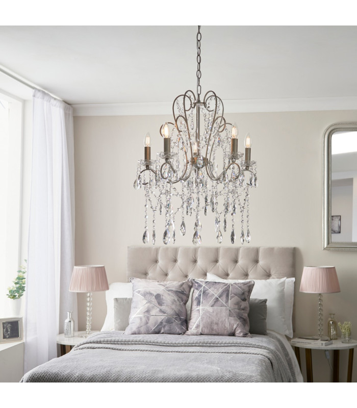 Berkley Chandeliers Aged Silver Paint Clear Cut Glass 5x E14-4
