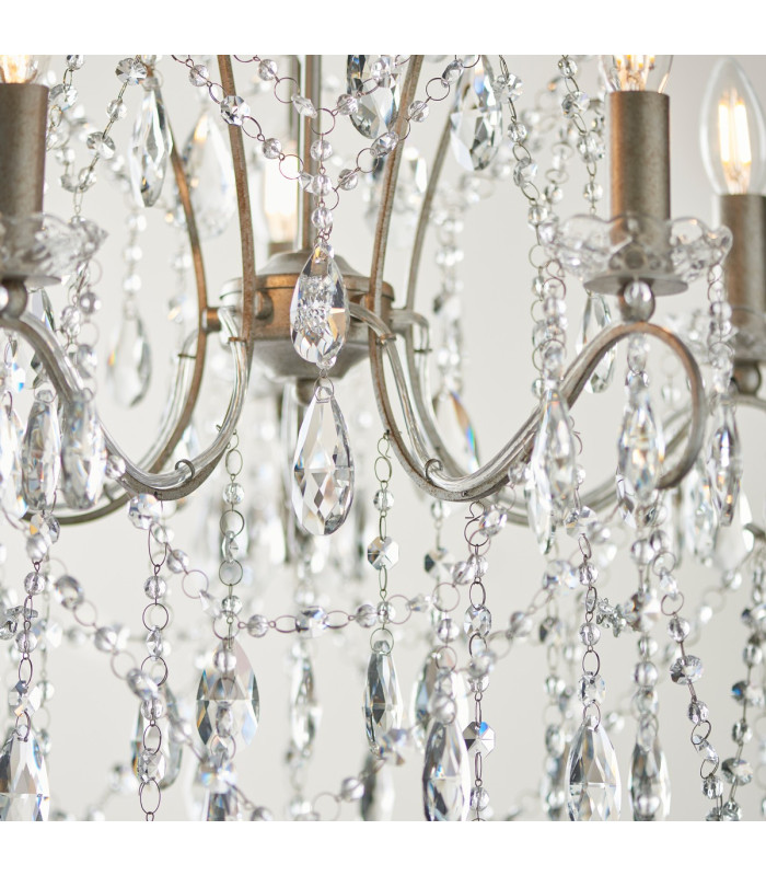 Berkley Chandeliers Aged Silver Paint Clear Cut Glass 5x E14-8