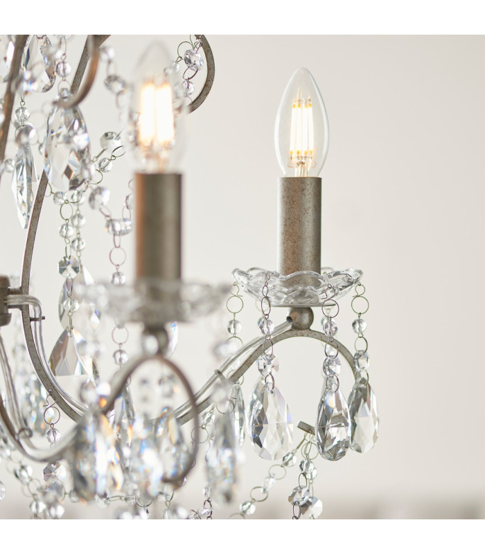 Berkley Chandeliers Aged Silver Paint Clear Cut Glass 5x E14-9