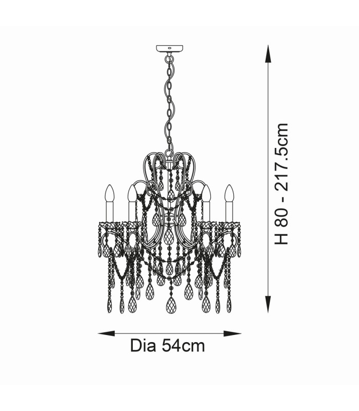 Berkley Chandeliers Aged Silver Paint Clear Cut Glass 5x E14-10