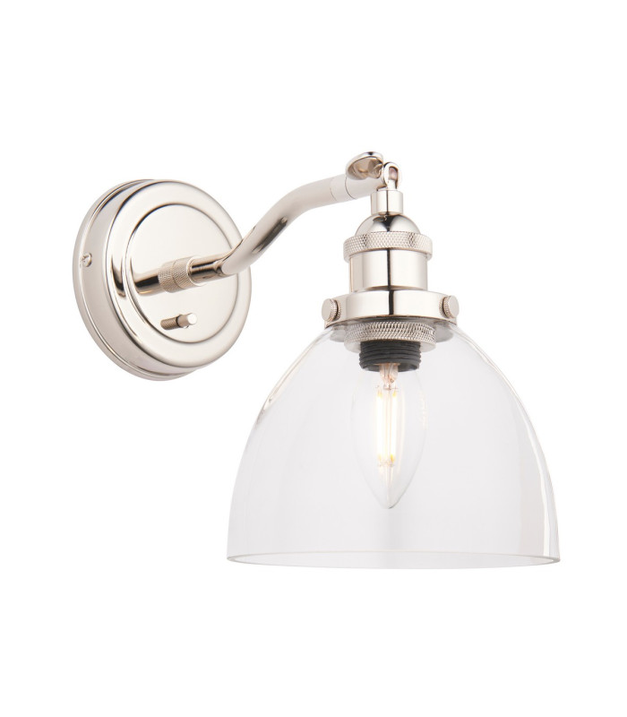 Hansen Dome Wall Lamp Bright Nickel Plate Clear Glass 1x E14-1