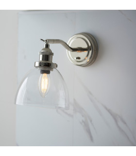 Hansen Dome Wall Lamp Bright Nickel Plate Clear Glass 1x E14-2
