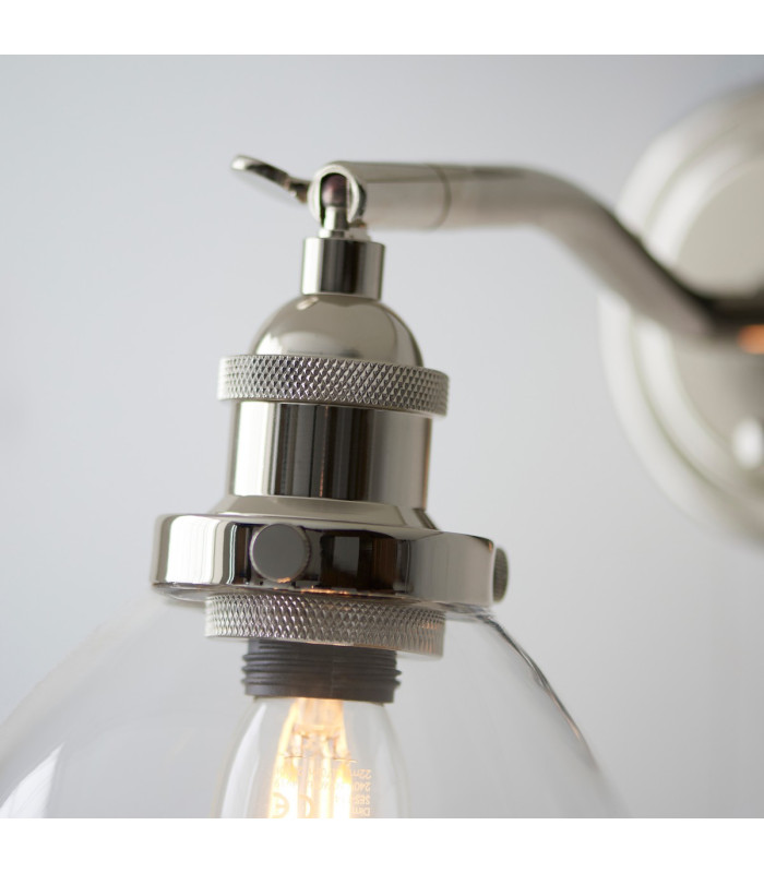 Hansen Dome Wall Lamp Bright Nickel Plate Clear Glass 1x E14-7