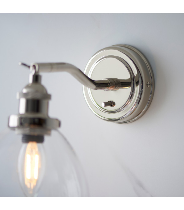 Hansen Dome Wall Lamp Bright Nickel Plate Clear Glass 1x E14-8