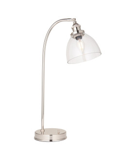 Hansen Desk Task Lamp Bright Nickel Plate Clear Glass 1x E14-1