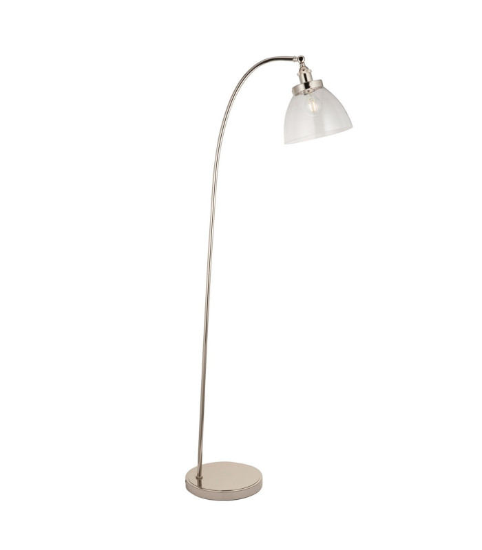 Hansen Task Floor Lamp Bright Nickel Plate Clear Glass 1x E27-1