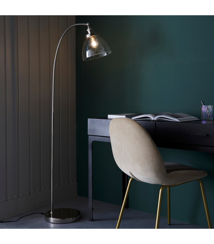 Hansen Task Floor Lamp Bright Nickel Plate Clear Glass 1x E27-2