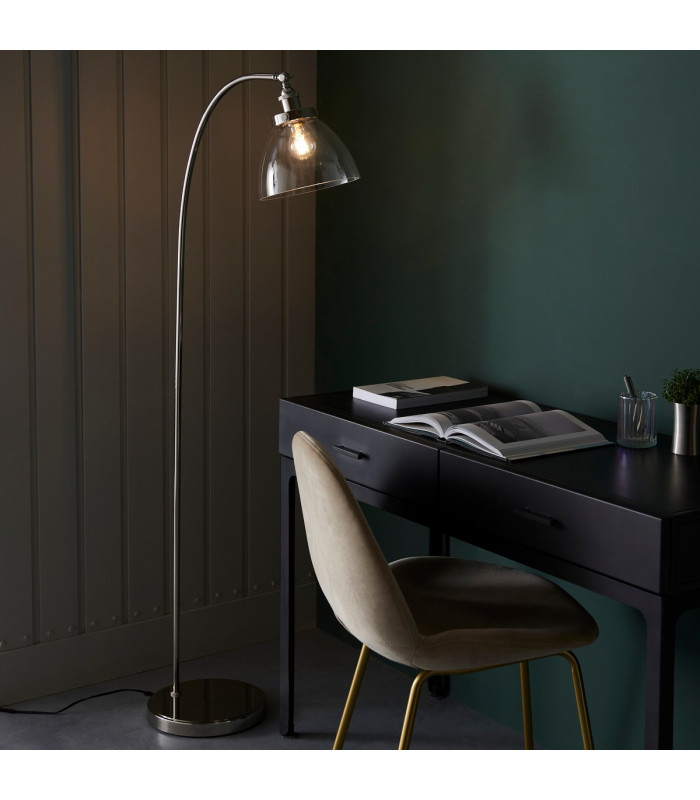 Hansen Task Floor Lamp Bright Nickel Plate Clear Glass 1x E27-4