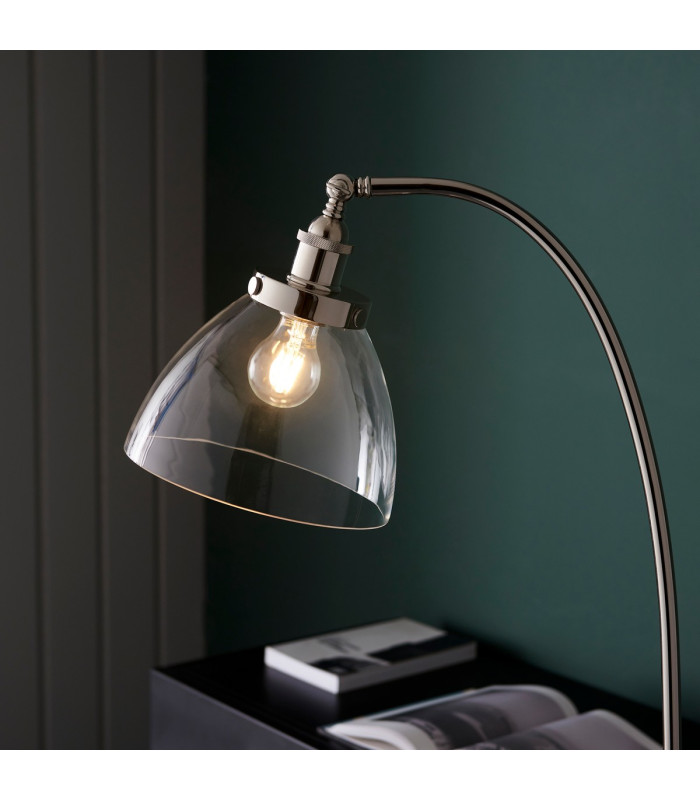 Hansen Task Floor Lamp Bright Nickel Plate Clear Glass 1x E27-6