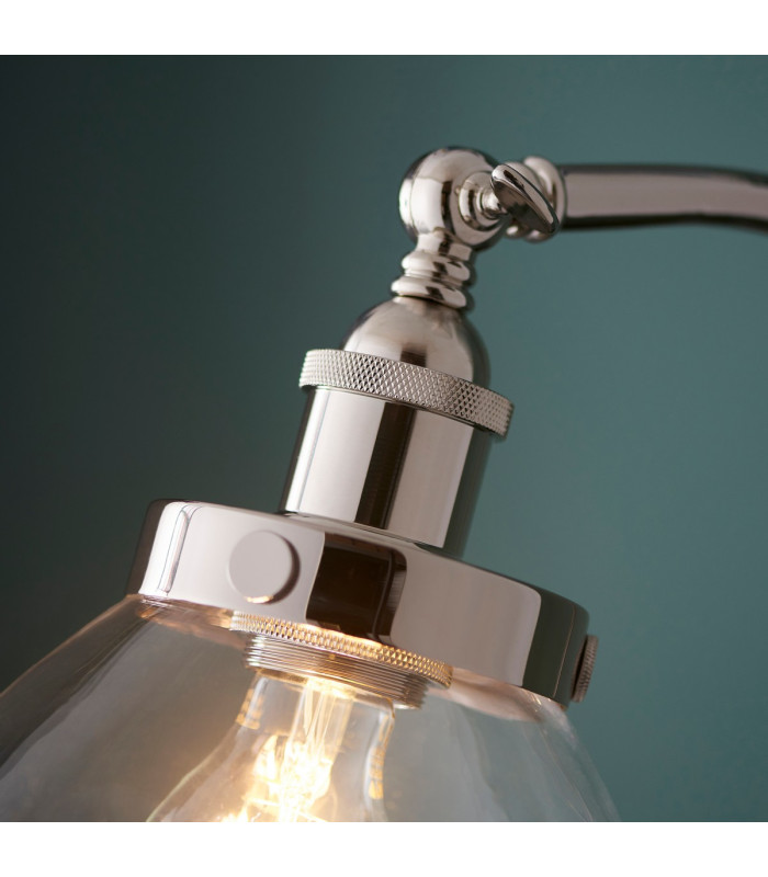 Hansen Task Floor Lamp Bright Nickel Plate Clear Glass 1x E27-8