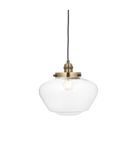 Camberley Dome Pendant Ceiling Light Antique Brass Plate Clear Glass 1x E27-1