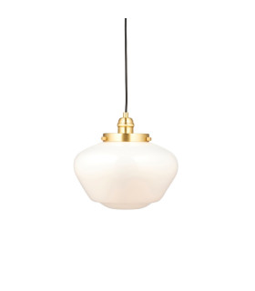Camberley Dome Pendant Ceiling Light Brass Plate Opal Glass 1x E27-1