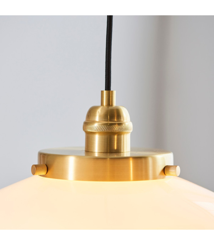Camberley Dome Pendant Ceiling Light Brass Plate Opal Glass 1x E27-6