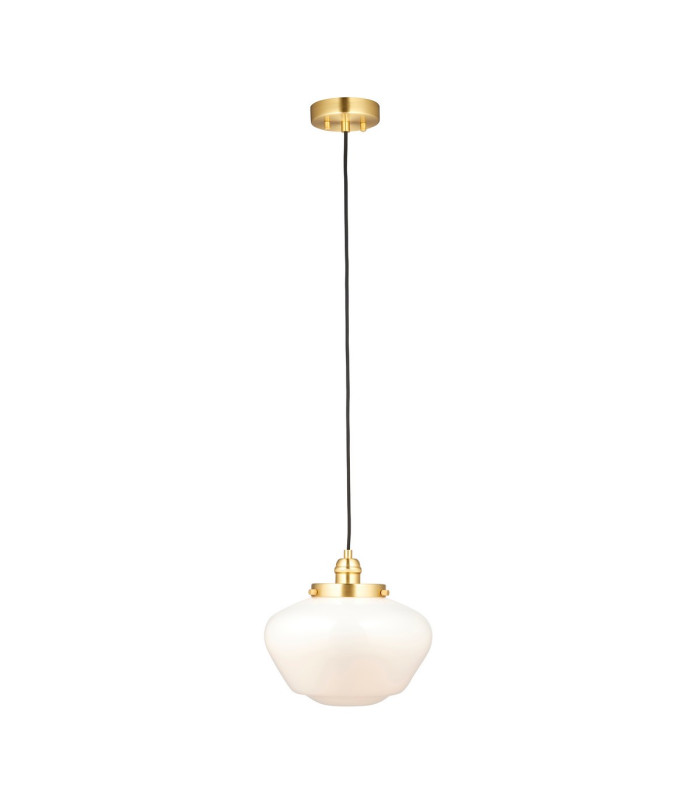 Camberley Dome Pendant Ceiling Light Brass Plate Opal Glass 1x E27-7