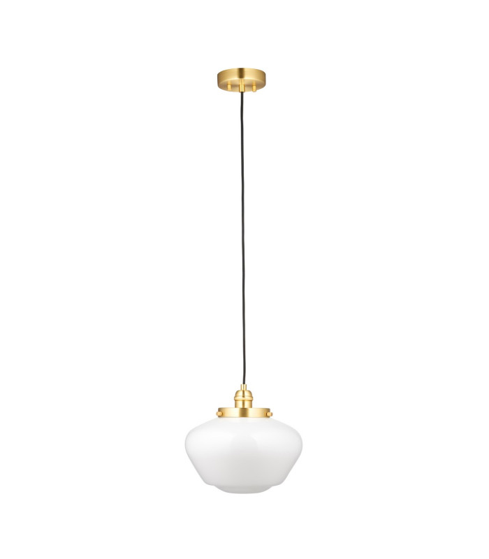 Camberley Dome Pendant Ceiling Light Brass Plate Opal Glass 1x E27-8