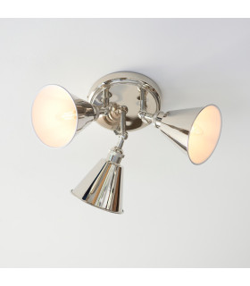 Hal Multi Arm Semi Flush Ceiling Lamp Bright Nickel Plate 3x E14-2
