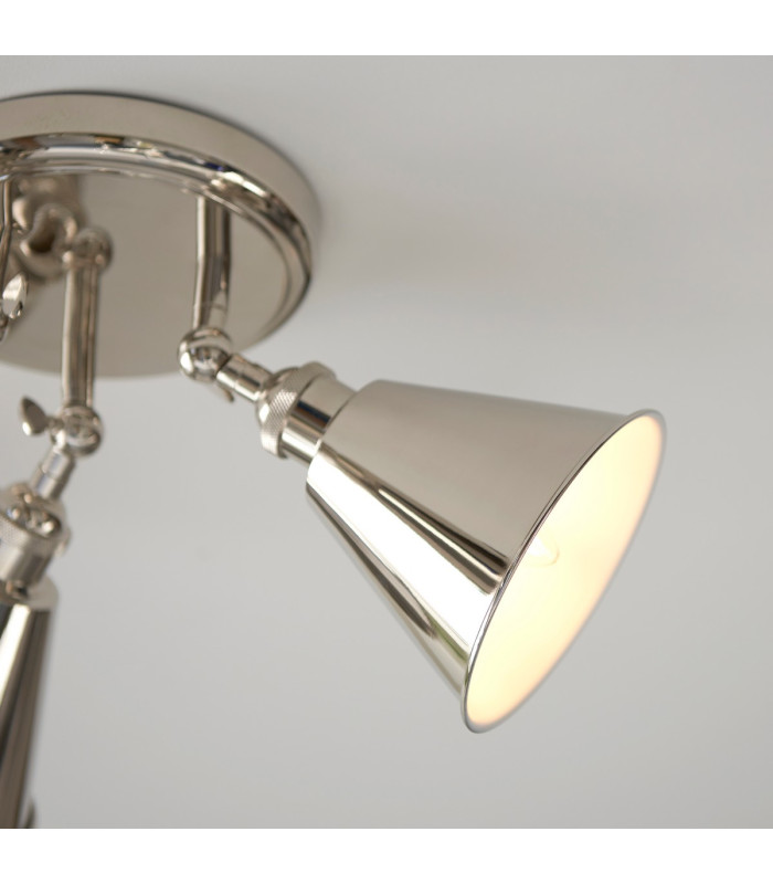 Hal Multi Arm Semi Flush Ceiling Lamp Bright Nickel Plate 3x E14-4
