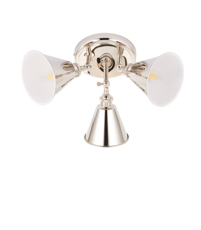 Hal Multi Arm Semi Flush Ceiling Lamp Bright Nickel Plate 3x E14-7