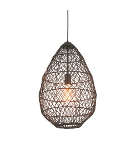 Pimva Wire Frame Pendant Ceiling Light Black Rattan, Matt Black, 1x E27