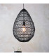 Pimva Wire Frame Pendant Ceiling Light Black Rattan, Matt Black, 1x E27