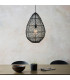 Pimva Wire Frame Pendant Ceiling Light Black Rattan, Matt Black, 1x E27