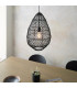 Pimva Wire Frame Pendant Ceiling Light Black Rattan, Matt Black, 1x E27