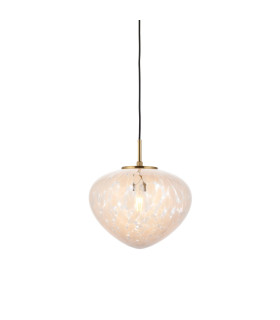 Mali Globe Pendant Ceiling Light Satin Brass Plate, White Confetti Glass, 1x E27