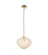 Mali Globe Pendant Ceiling Light Satin Brass Plate, White Confetti Glass, 1x E27