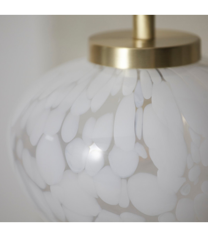 Mali Table Lamp Satin Brass Plate, White Confetti Glass, 1x G9