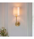 Sancerre Wall Lamp with Shade Satin Brass Plate, Vintage White Fabric, 1x E14