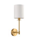 Sancerre Wall Lamp with Shade Satin Brass Plate, Vintage White Fabric, 1x E14