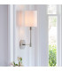 Sancerre Wall Lamp with Shade Bright Nickel Plate, Vintage White Fabric, 1x E14