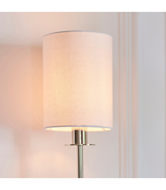 Sancerre Wall Lamp with Shade Bright Nickel Plate, Vintage White Fabric, 1x E14