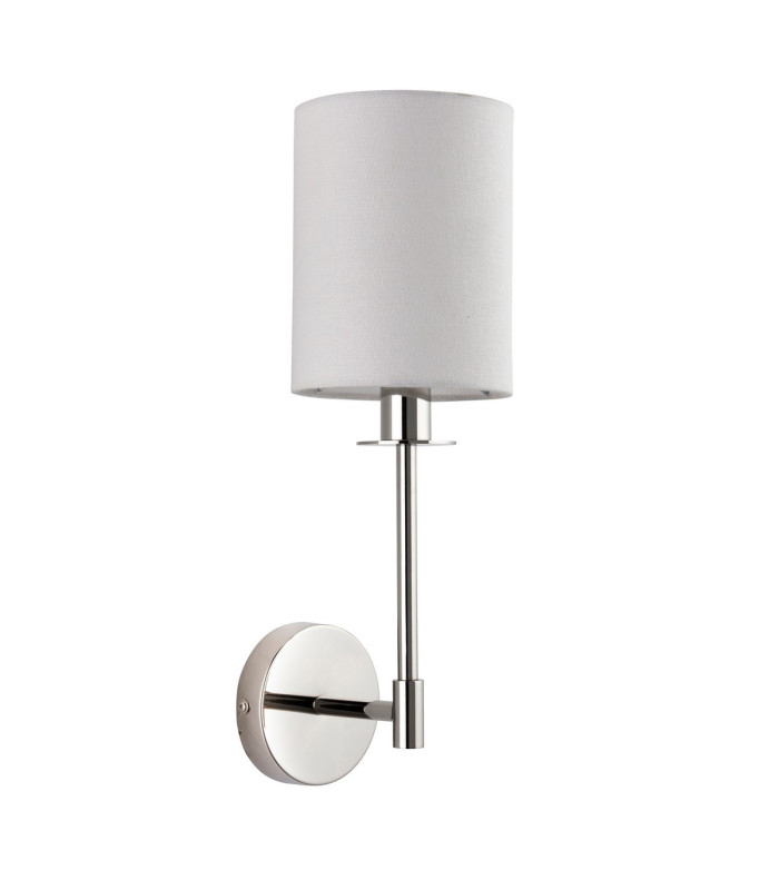 Sancerre Wall Lamp with Shade Bright Nickel Plate, Vintage White Fabric, 1x E14