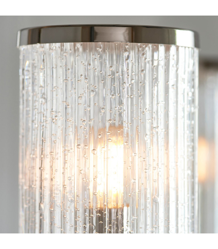 Henbury Multi Arm Pendant Ceiling Light Bright Nickel Plate, Ribbed Bubble Glass, 5x E14