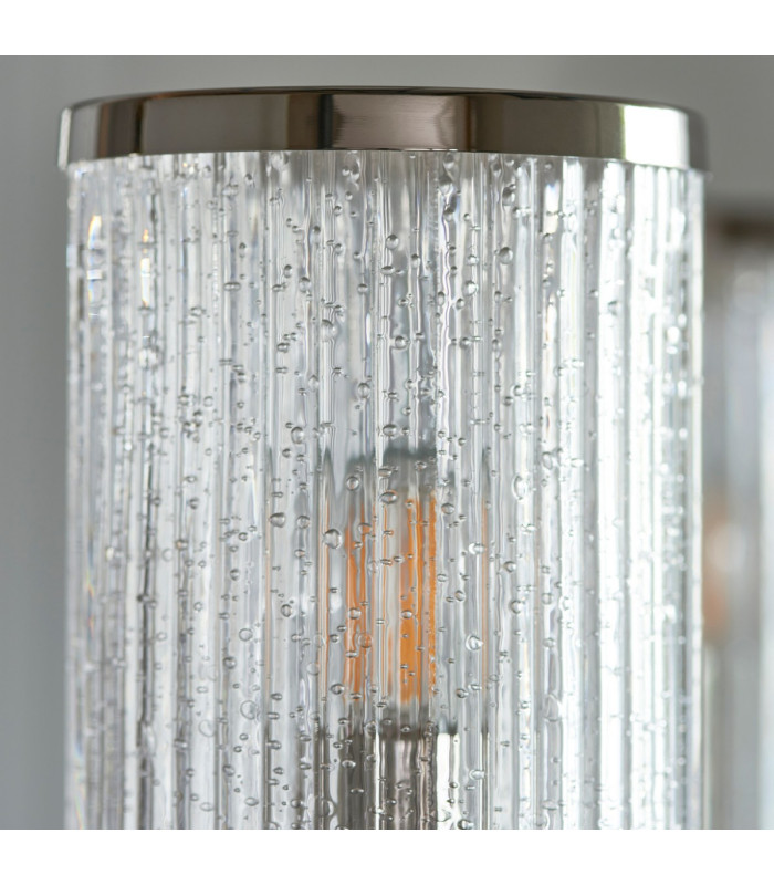 Henbury Multi Arm Pendant Ceiling Light Bright Nickel Plate, Ribbed Bubble Glass, 5x E14