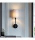 Sancerre Wall Lamp with Shade Matt Black, Vintage White Fabric, 1x E14