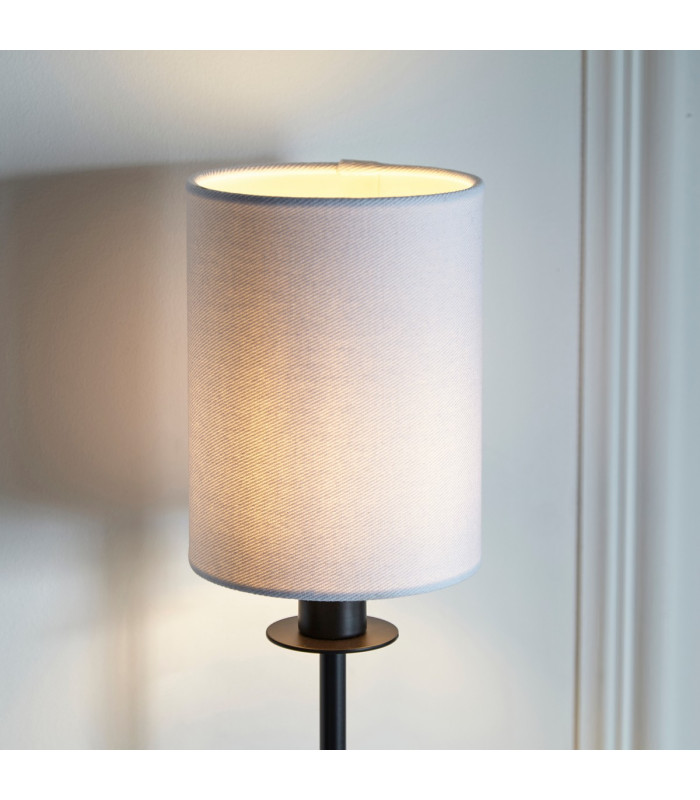 Sancerre Wall Lamp with Shade Matt Black, Vintage White Fabric, 1x E14