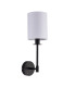 Sancerre Wall Lamp with Shade Matt Black, Vintage White Fabric, 1x E14