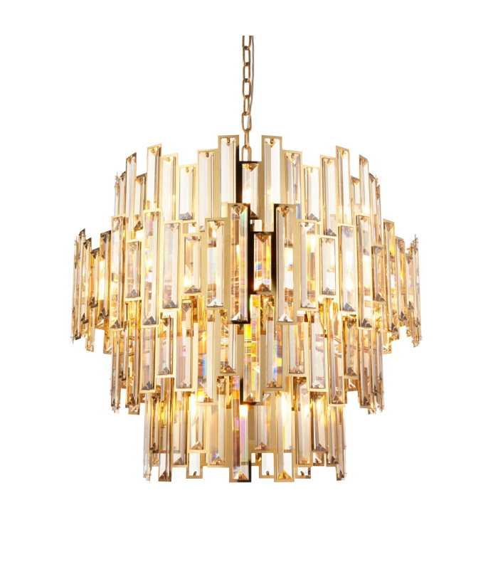 Viviana Pendant Ceiling Light Gold Effect Plate, Champagne Crystal, 15x E14