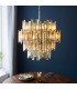 Viviana Pendant Ceiling Light Gold Effect Plate, Champagne Crystal, 15x E14