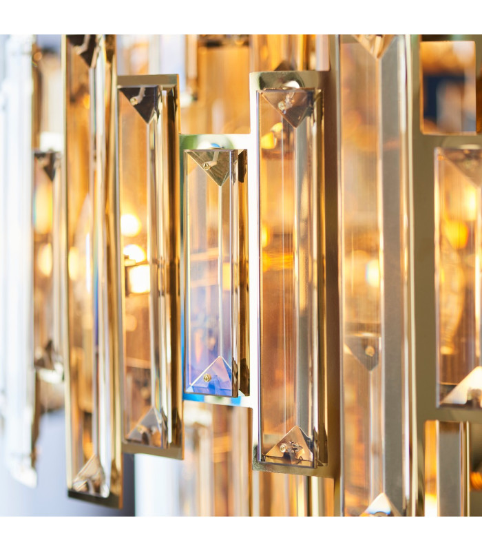 Viviana Pendant Ceiling Light Gold Effect Plate, Champagne Crystal, 15x E14