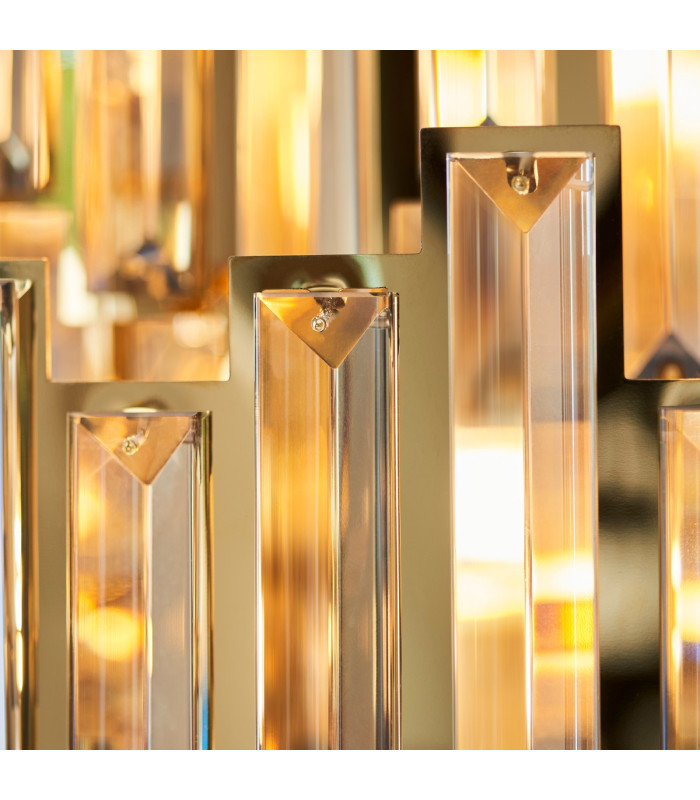 Viviana Pendant Ceiling Light Gold Effect Plate, Champagne Crystal, 15x E14