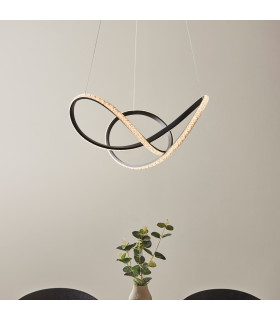 Francisca Integrated LED Pendant Ceiling Light Textured Black, Clear Faceted Acrylic, 1x Integrated LED