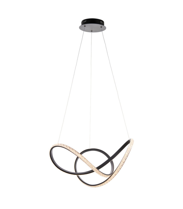 Francisca Integrated LED Pendant Ceiling Light Textured Black, Clear Faceted Acrylic, 1x Integrated LED