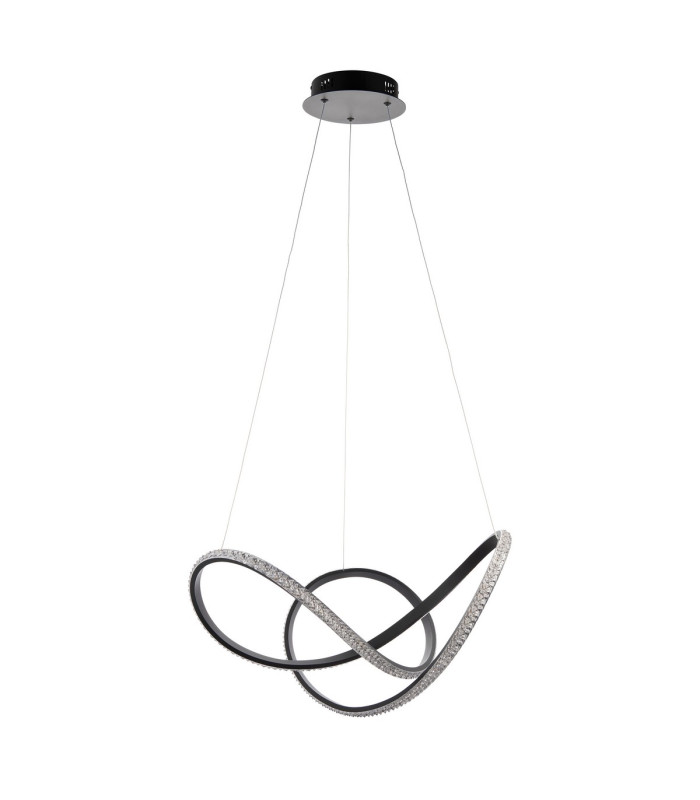 Francisca Integrated LED Pendant Ceiling Light Textured Black, Clear Faceted Acrylic, 1x Integrated LED