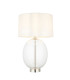 Kelda Oval Table Lamp with Round Shade Bright Nickel Plate, Clear Glass With Vintage White Fabric, 1x E27